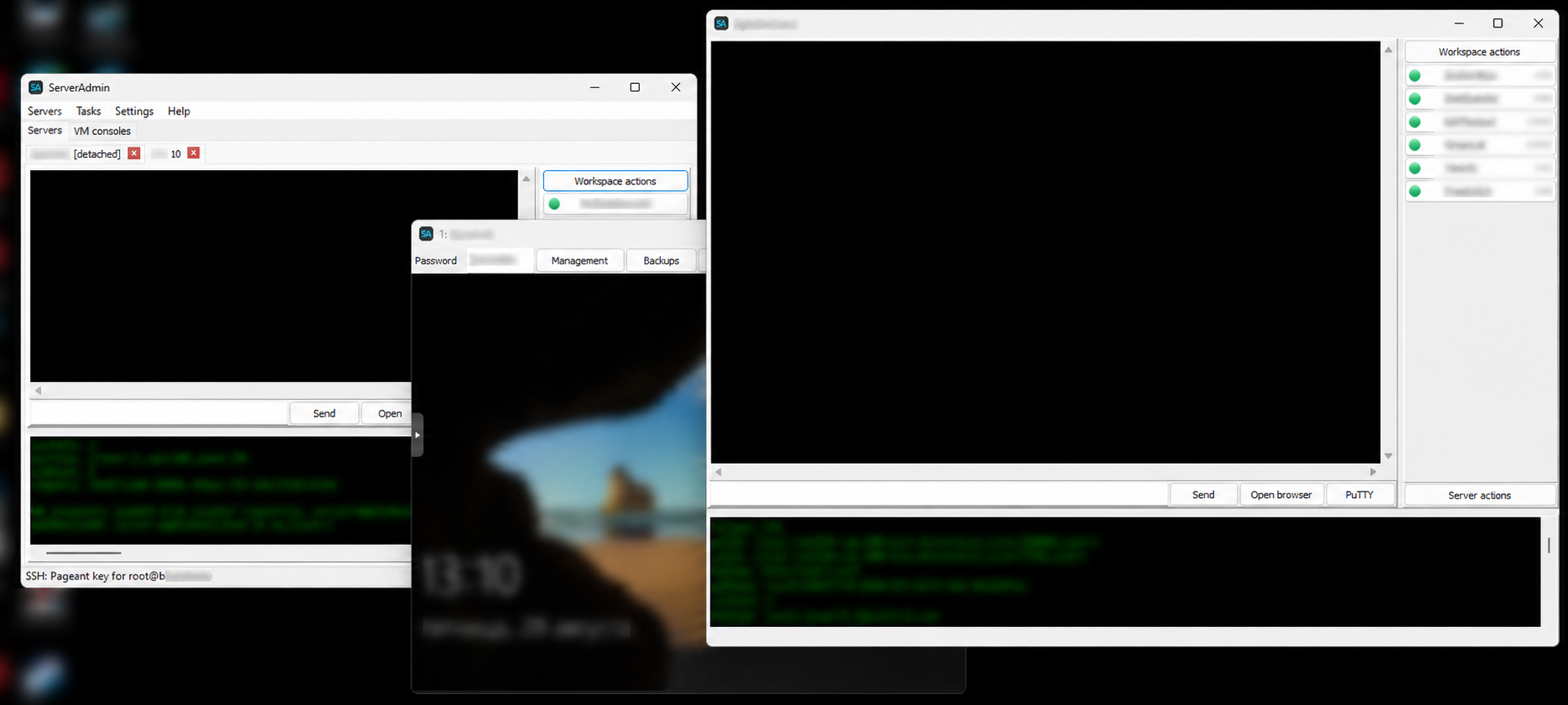 ServerAdmin detached windows